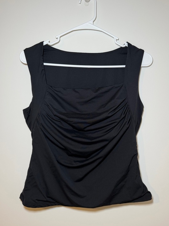 Tops - Black Ruched Square Neck Sleeveless Top Women’s Large
